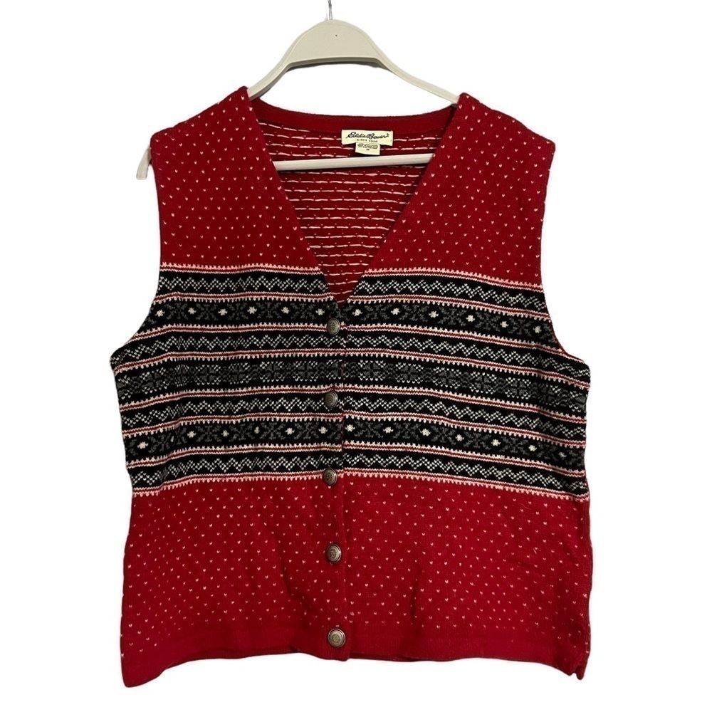 Eddie Bauer Lambswool Vest medium grandpa collegiate academia